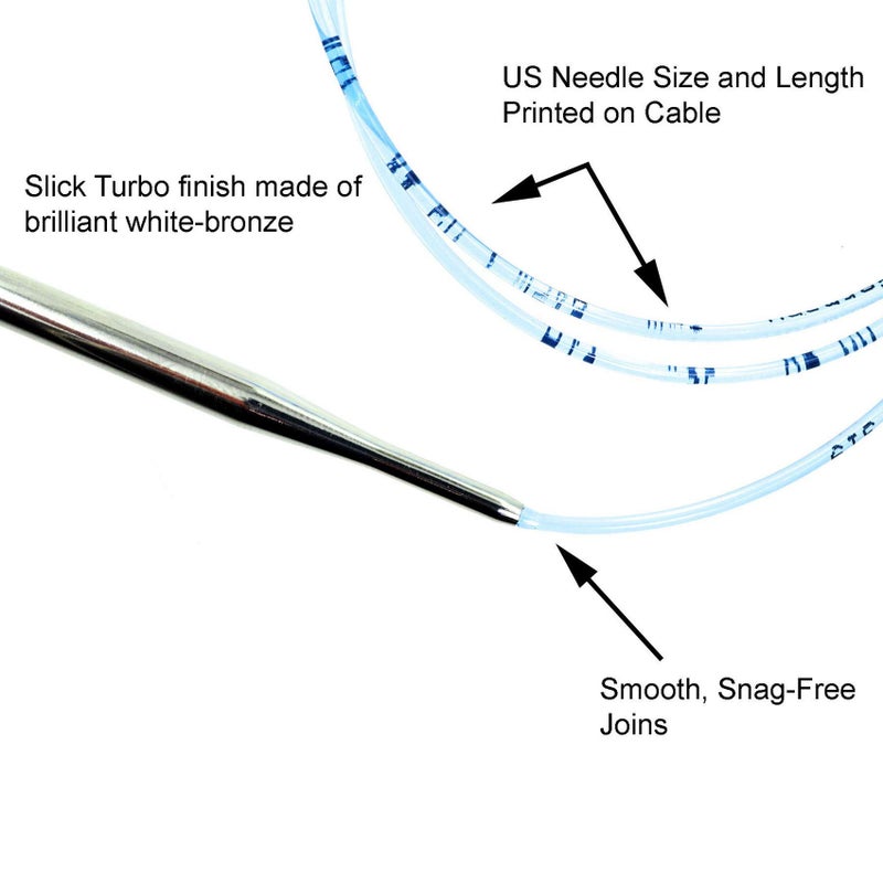 addi Rocket Lace Turbo 32 inch (80cm) US 1 (2.5mm) Circular Knitting Needle, Slick & Smooth Finish, Long Taper Sharp Tips, Smooth Joins, Blue Cord with 10 Colorful Stitch Markers - Image 5